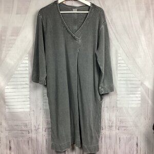 Poetry Gray Long Sleeve Dress V Neck Cotton / Hemp 10